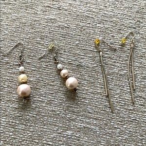 Dangly earring bundle- pearl and silver